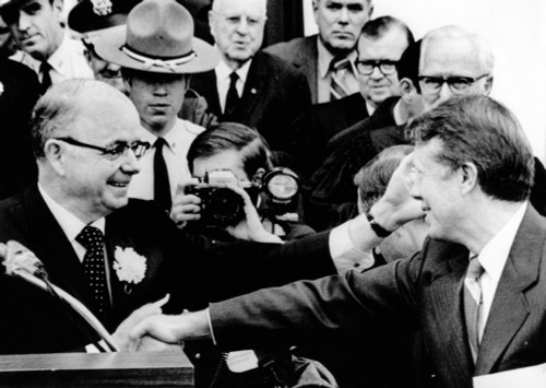 Newly Inaugurated Georgia Governor Jimmy Carter Shakes Hands With His Predecessor History - Item # VAREVCCSUA000CS431