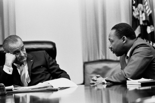 Lyndon Johnson Listening To Martin Luther King During A Meeting With Civil Rights Leaders At The White House. March 18 History - Item # VAREVCHISL033EC426