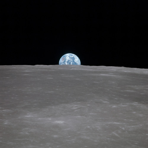 Apollo 11 Earth Rise Over The Moon. Earth On The Horizon In The Mare Smythii Region Of The Moon. Image 2 Of A Nasa Sequence Of 18. July 20 History - Item # VAREVCHISL033EC964