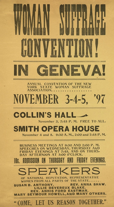 Poster Advertising The 1897 New York State Woman Suffrage Convention. History - Item # VAREVCHISL018EC040
