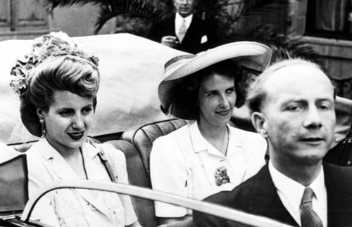 Eva Peron-Eva Duarte Peron Rides Through The Streets Of Lucerne During Her Visit To Switzerland. With Her Are Dr. Cuttat History - Item # VAREVCHBDEVPECL001