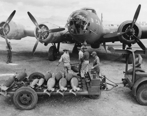 An Ordnance Crew Loading 300 Pound Bombs Into A U.S. Air Force Bomber History - Item # VAREVCHBDARMYCS003