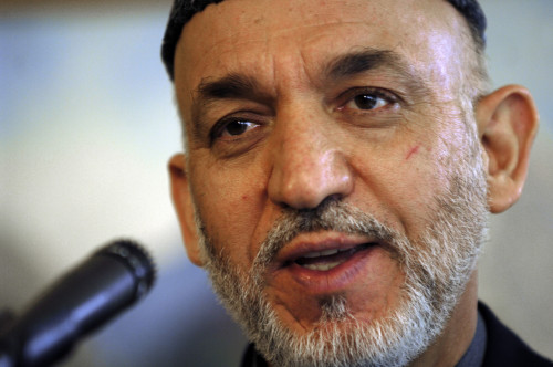 President Of Afghanistan Hamid Karzai At A Press Conference With Secretary Of Defense Robert M. Gates In Kabul Afghanistan June 4 2007. History - Item # VAREVCHISL025EC014