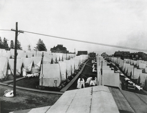 Spanish Flu Epidemic 1918-1919 In America. Special Outside Tent Hospital For The Influenza Epidemic On Emery Hill History - Item # VAREVCHISL043EC682