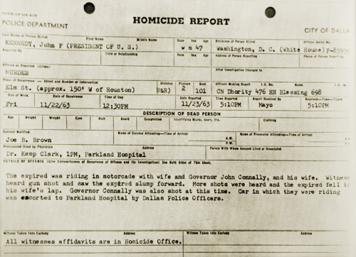 Dallas Police Department Homicide Report On The Assassination Of President John F. Kennedy. Nov. 22 History - Item # VAREVCHISL033EC944