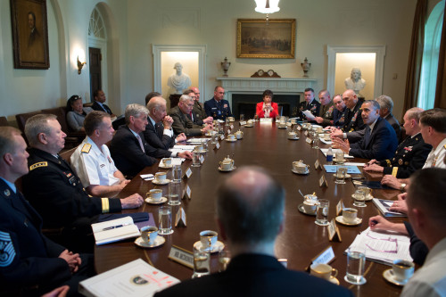 Pres. Barack Obama Meets With U.S. Military Leadership To Discuss Sexual Assault In The Military. Cabinet Room Of The White House History - Item # VAREVCHISL040EC305
