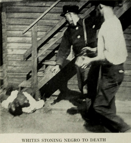 Two White Men Stoning An African American Man To Death During 1919 Chicago Race Riot. From July 27-August 3 History - Item # VAREVCHISL040EC904