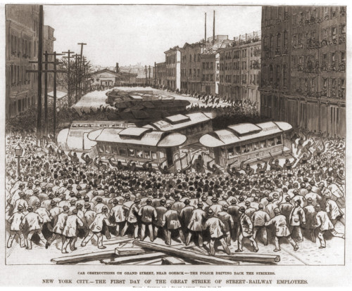 Police Use Clubs To Drive Strikers Back From A Streetcar Barricade On Grand Street In Manhattan History - Item # VAREVCHISL021EC256