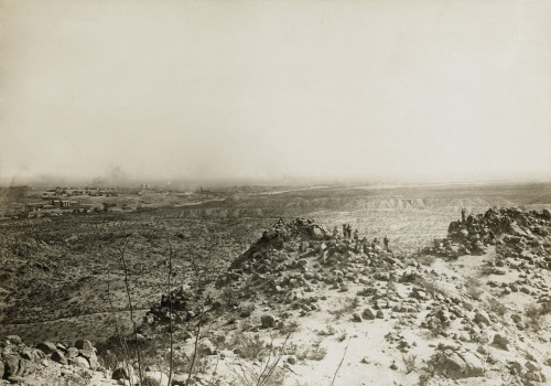 Mexican Revolutionary Soldiers On Mountain Ridge With View Of El Paso And Juarez In The Distance. March 9 History - Item # VAREVCHISL043EC397