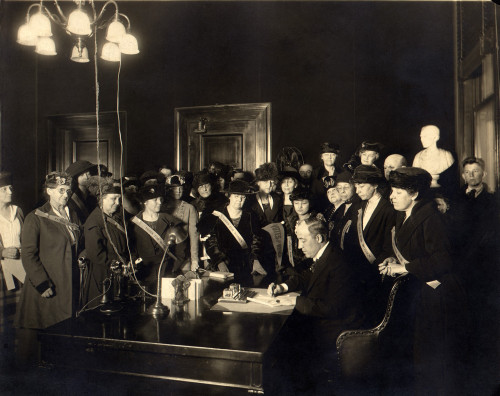 A Room Full Women Wearing Votes For Women' Banners History - Item # VAREVCHISL017EC199