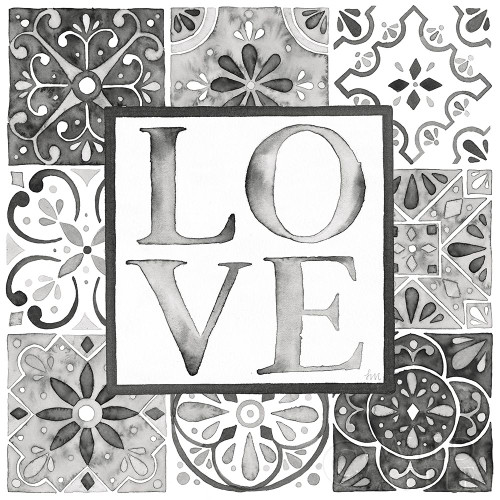 Garden Getaway Patchwork I Love Bw Poster Print by Laura Marshall - Item # VARPDX34568