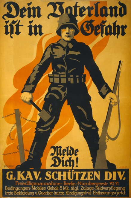 World War 1. German Recruiting Poster Depicting A German Soldier History - Item # VAREVCHISL034EC766