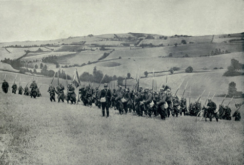 World War 1. French Infantry Climbing A Hill Of The Rolling Country Of North Eastern France. Ca. 1914-15. History - Item # VAREVCHISL034EC737
