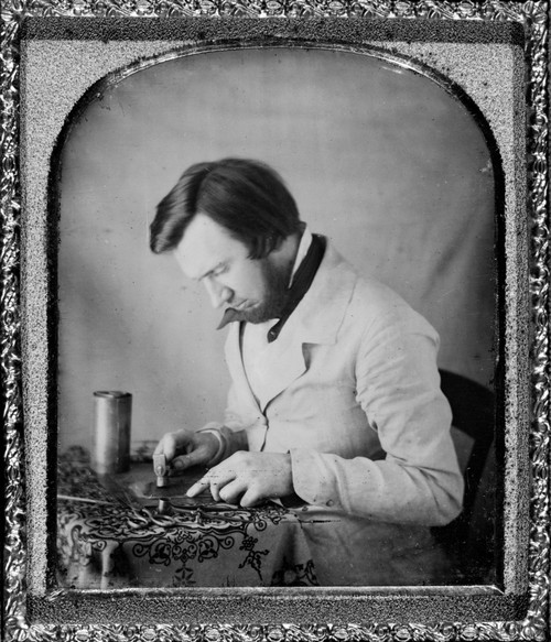 Occupational Portrait Of A Tinworker Seated At Table With Tablecloth History - Item # VAREVCHCDLCGCEC486