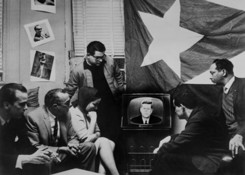 Cuban Refugees Gather Watch President Kennedy Announcing A 'Quarantine' Of Their Home Island During The Cuban Missile Crisis. Oct. 22 History - Item # VAREVCHISL033EC864 Cuban Refugees Gather Watch President Kennedy Announcing A 'Quarantine' Of Their Home Island During The Cuban Missile Crisis. Oct. 22 History - Item # VAREVCHISL033EC864