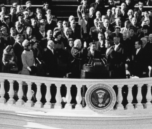President John Kennedy Takes The Oath Of Office Administered By Chief Justice Earl Warren. Jan. 20 History - Item # VAREVCHISL039EC421