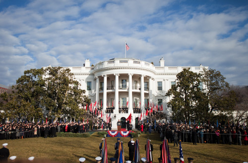 Overview Of The Welcoming Ceremony For Chinese President Hu Jintao On The South Lawn Of The White House. Jan. 19 2011. History - Item # VAREVCHISL026EC215 Overview Of The Welcoming Ceremony For Chinese President Hu Jintao On The South Lawn Of The White House. Jan. 19 2011. History - Item # VAREVCHISL026EC215