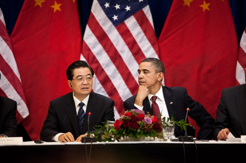 President Obama And Chinese President Hu Jintao In A Meeting With Business Leaders In The Eisenhower Executive Office Building Jan. 19 2011. History - Item # VAREVCHISL026EC217 President Obama And Chinese President Hu Jintao In A Meeting With Business Leaders In The Eisenhower Executive Office Building Jan. 19 2011. History - Item # VAREVCHISL026EC217