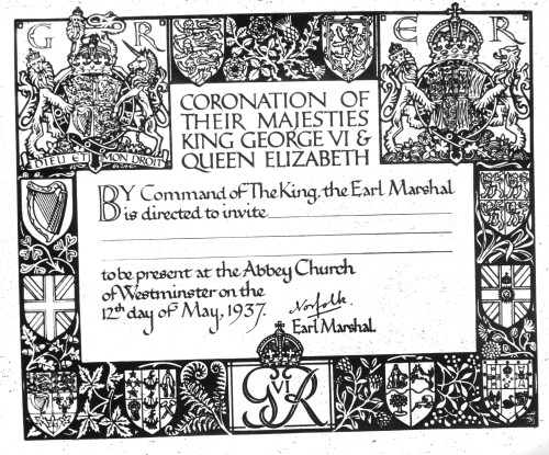 Invitation To The Coronation Of King George Vi History - Item # VAREVCHBDCOROEC004