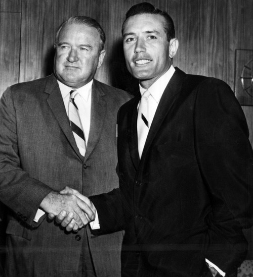 Jim Piersall Of The Cleveland Indians Is Greeted By American League President Joe Cronin After 'Obscene Gesture' Incident By Piersall At Fenway Park On July 23Rd History - Item # VAREVCPBDJIPIEC001