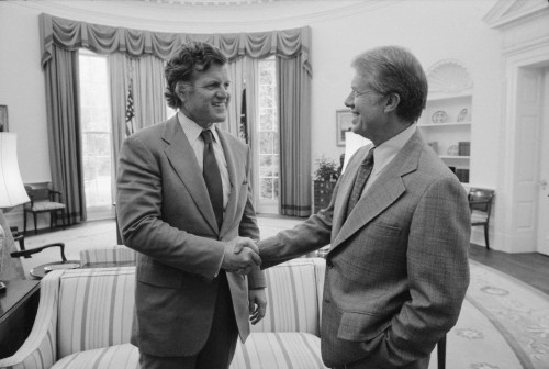 President Jimmy Carter With Senator Edward Kennedy In The Oval Office. In 1980 History - Item # VAREVCHCDARNAEC141
