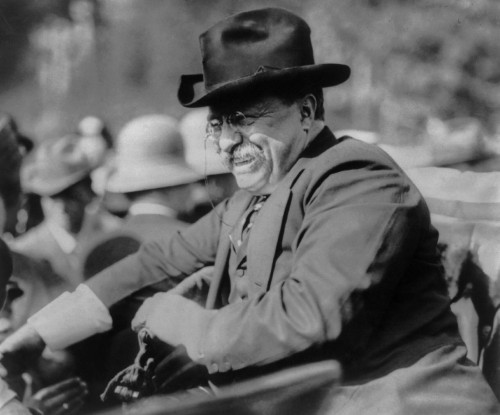 Former President Theodore Roosevelt Smiling From An Automobile In 1910. History - Item # VAREVCHISL020EC192