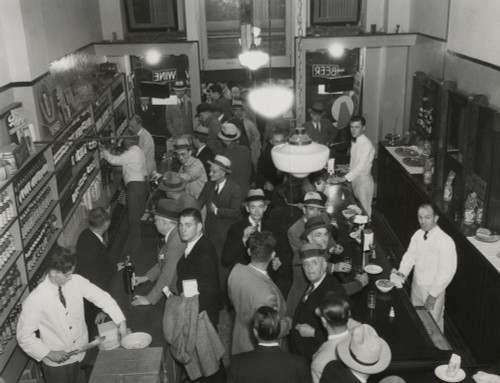 Los Angeles Liquor Store With Customers Purchasing And Drinking Liquor History - Item # VAREVCHISL035EC792