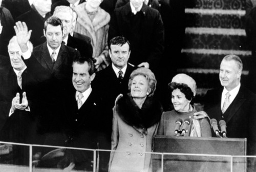 Richard Nixon Waves To Crowd At Inaugural Celebration History - Item # VAREVCPSDRINICS005