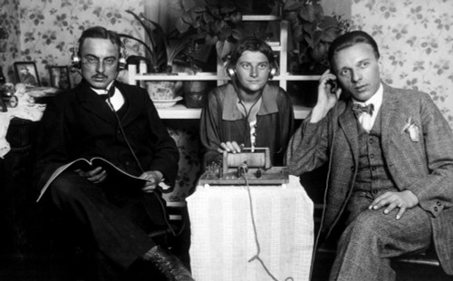 Three People Listening To An Early Radio History - Item # VAREVCS4DRADIEC001 Three People Listening To An Early Radio History - Item # VAREVCS4DRADIEC001