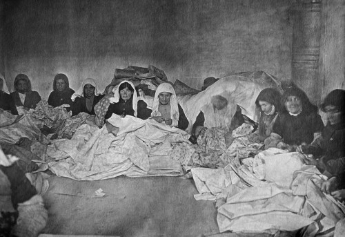Armenian Women Sewing Covers For Blankets. Yerevan. Ca. 1915-1922. Thousands Of Survivors Of The Armenian Genocide Settled In Yerevan History - Item # VAREVCHISL035EC278