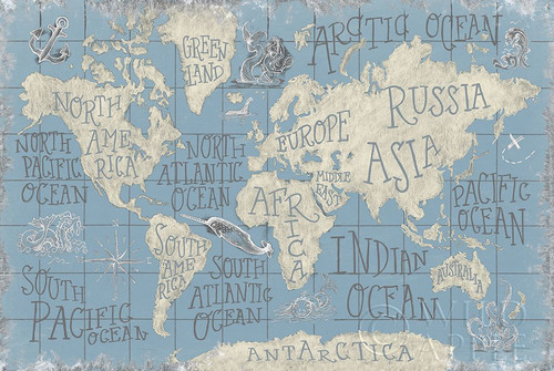 Mythical Map I Blue Poster Print by Mary Urban - Item # VARPDX33580