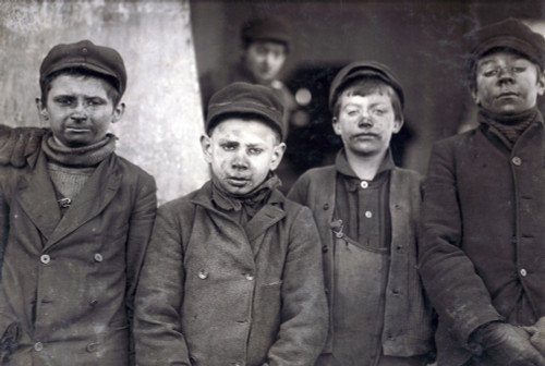 Child Laborers Portrayed By Lewis Hine In 1911. Dust Covered Breaker Boys At Pennsylvania Coal Mine History - Item # VAREVCHCDLCGCEC479