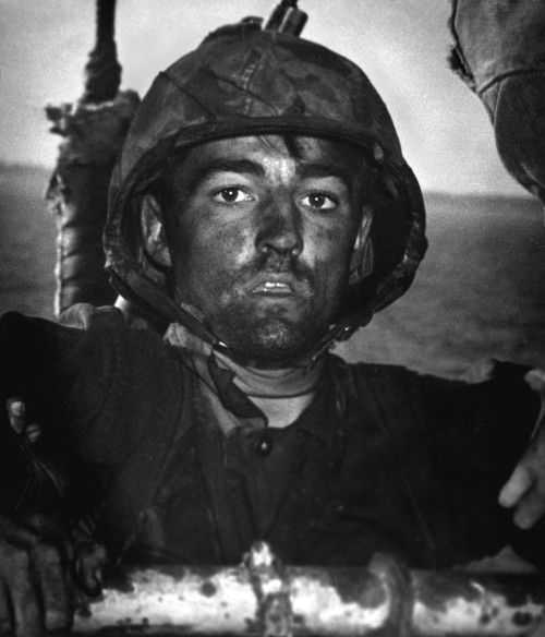 U.S. Marine After Two Days And Nights On The Beach Of Eniwetok Island. His Face Is Grimy With Coral Dust After Island Was Taken From 800 Japanese Defenders History - Item # VAREVCHISL036EC562
