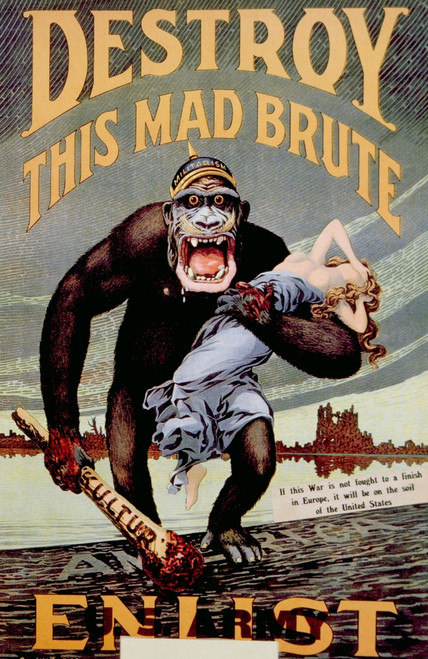 World War I Anti-German Propoganda Poster By American H.R. Hopps History - Item # VAREVCH4DWOWAEC041