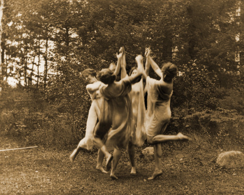Modern Dance Group Of Young Women Performing Outdoors. Ca. 1900. Photo By Johnston History - Item # VAREVCHISL007EC412