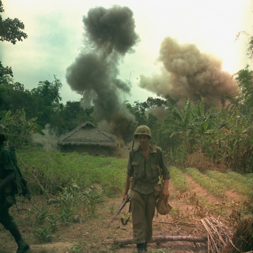 Vietnam War. Us Marines Walk Away From Blown Up Bunkers And Tunnels Used By The Viet Cong. The Action Took Place During Operation Georgia History - Item # VAREVCHISL033EC531