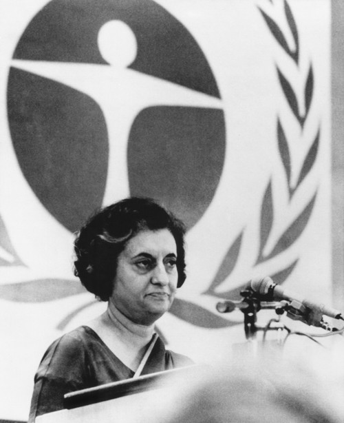 Indian Premier Indira Gandhi Speaking At The United Nations Environment Conference. Stockholm History - Item # VAREVCCSUB001CS900