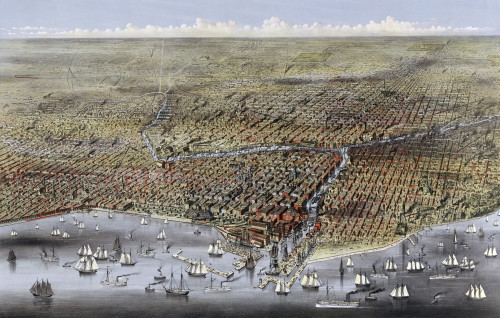 Chicago. The City Of Chicago. Color Lithograph 1874. History - Item # VAREVCHCDLCGCEC564