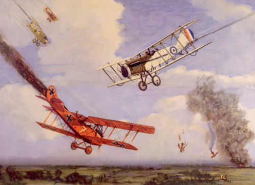 World War I Air Battle With Canadian Bristol Biplane Piloted By Andrew E. Mckeever Downing A German Rumpler C-5 Biplane History - Item # VAREVCH4DWOWAEC035