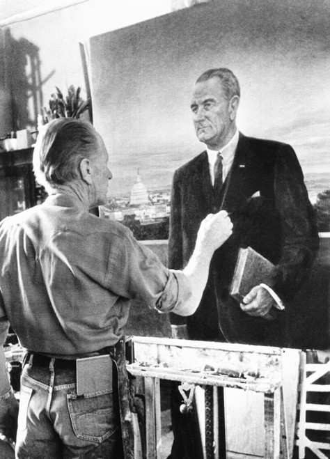 Artist Peter Hurd Finishing The Official White House Portrait Of President Lyndon Johnson. Jan. 27 History - Item # VAREVCCSUB002CS213