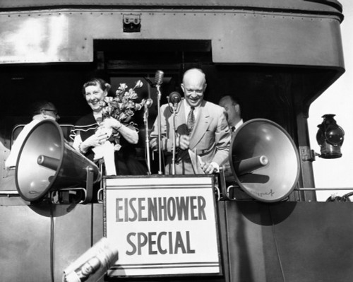 Republican Candidate For President Dwight Eisenhower And His Wife Campaigning On The Eisenhower Special During 1952 Election. Nov. 3 History - Item # VAREVCCSUA000CS213