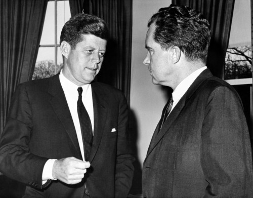 President John Kennedy Confers With Former Vice President Richard Nixon. They Had A 75 Minute Meeting To Discuss The Cuban Crisis Caused By The Failed Bay Of Pigs Invasion. April 20 History - Item # VAREVCCSUA001CS252