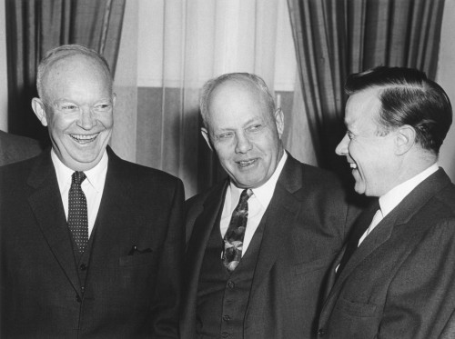 President Eisenhower With Labor Union Leaders George Meany And Walter Reuther. March 13 History - Item # VAREVCHISL038EC993