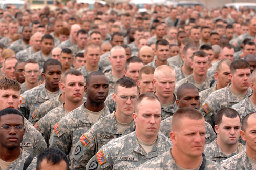 Us Army Soldiers At A Ceremony To Honor Fallen Service Members At Kirkuk Regional Air Base Iraq. April 7 2007. History - Item # VAREVCHISL027EC264
