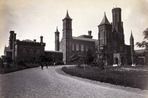 The Smithsonian Institution Castle. Photograph Taken Before Jan. 1865 When A Major Fire Destroyed Parts Of The Building. Washington History - Item # VAREVCHCDLCGCEC678