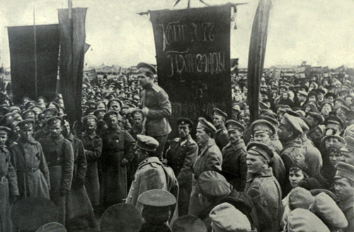 Army Officer Addressing His Men During The Russian Revolution. St. Petersburg. 1917. This Officer Was Loyal To The Provisional Government Led By Kerensky History - Item # VAREVCHISL035EC118