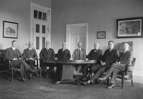 The Seven Members Of The Federal Reserve Board Pose With Secretary Of The Treasury Andrew Mellon. The Federal Reserve Act Of 1913 Created A National Banking System To Control Money Supply And Regulate National Banking - Item # VAREVCHISL008EC008