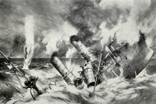 German Cruiser Sinking During The Battle Of Jutland. May 31-June 1 History - Item # VAREVCHISL035EC088