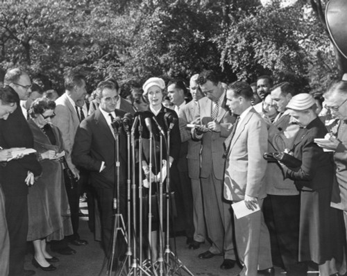 Prince Rainer And Princess Grace At Press Microphones On Their Visit To President Eisenhower. Oct. 11 History - Item # VAREVCHISL038EC975