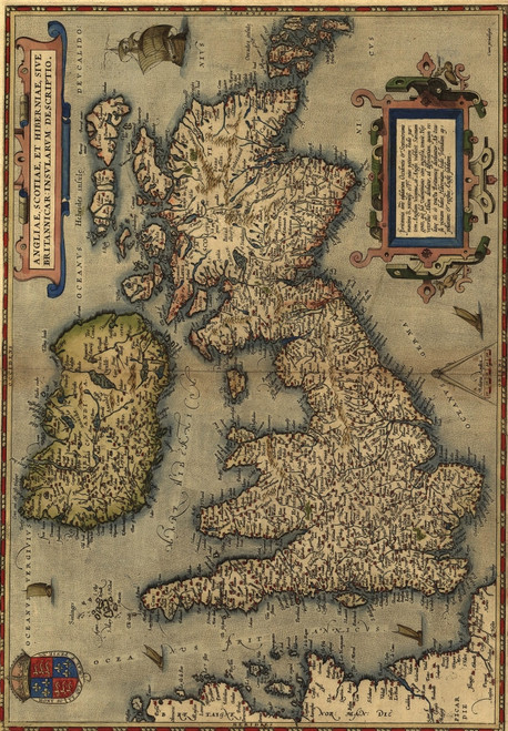 1570 Map Of The British Isles. From Abraham Ortelius History - Item # VAREVCHISL001EC095